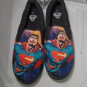 Mens Casual Shoes SUPERMAN Slip On BLACK CANVAS Boat Deck   9